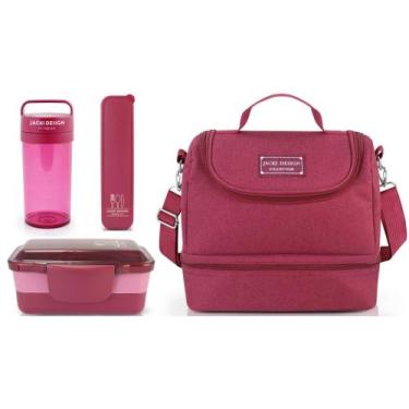 Imagem de Bolsa Térmica Marmita Copo Porta Talher Kit 4 Peças Joy - Jacki Design