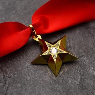 Imagem de 1 peça requintada antiga estrela marechal da URSS CCCP medalha de honra militar heroísmo da União Soviética emblema especial mão incrustado zircão brilhante cópia de presente