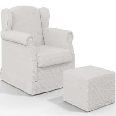 Imagem de Poltrona De Amamentação Com Balanço E Puff Elisa P02 Bouclê Cru  - Lyam Decor