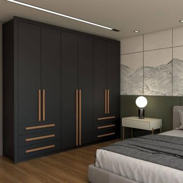 Imagem de Guarda-Roupa Casal Nobile Plus 6 Portas 6 Gavetas Preto - Panorama Móveis