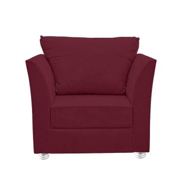 Imagem de Poltrona Cadeira Decorativa Para Sala E Quarto Lisboa Suede Bordô