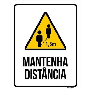 Imagem de Kit 10 Placa Acm Mantenha Distância Vertical 18X23 - Sinalizo