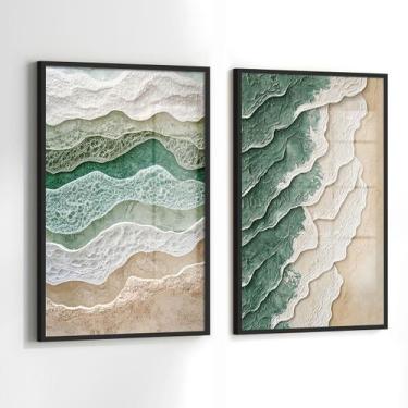 Imagem de Conjunto 2 Quadros Decorativos com Moldura Caixa Mar Areia Abstrato  p