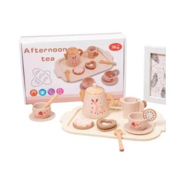 Imagem de Conjunto De Chá De Madeira Para Crianças, Brinquedo De Cozinha Com Lou