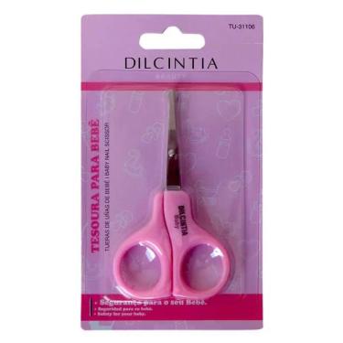 Imagem de Tesoura Unha Bebê Cabo De Plástico Rosa Dilcintia