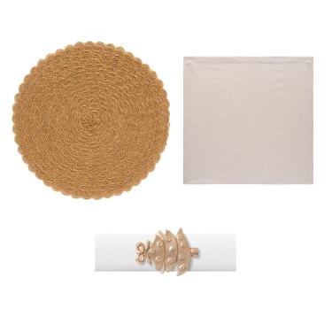 Imagem de Kit De Mesa Posta Copa E Cia 4 Lugares Ava Gold- Pinheiro