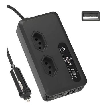 Imagem de Inversor Carro 12v 110v Veicular 200w 2usb 2type-c Conversor