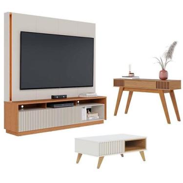 Imagem de Estante Home Theater Jordão com Mesa de Centro Jeri Off White Freijó e