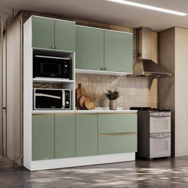 Imagem de Armário de Cozinha Compacta Torre Quente 100% MDF 190cm Branco/Verde C