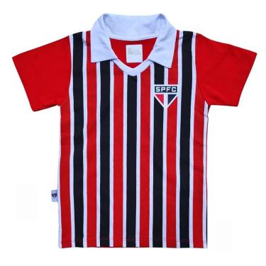 Imagem de Camisa Infantil São Paulo Polo Listrada Retrô Oficial