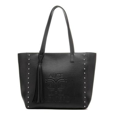 Imagem de Bolsa Sacola de Ombro Alice Monteiro Grande com Ziper Franja e Aplicaç