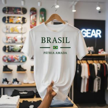 Imagem de Camiseta Masculina Seleção Brasileira Copa 2026 Patria Amada Brasil Estoque Limitado Original-Masculino