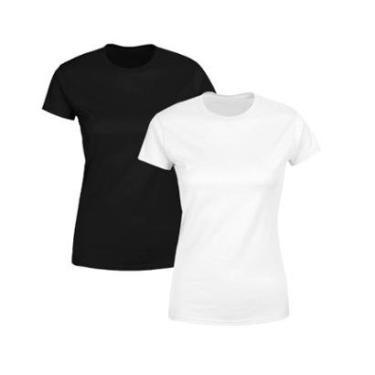 Imagem de Kit 2 Blusas Feminina Tshirt Camiseta Baby Look Gola Redonda Básica Premium Preta e Branca-Feminino