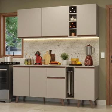 Imagem de Armário de Cozinha Compacta 180 cm Crema Nice Madesa 01, Preto