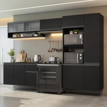 Imagem de Armário de Cozinha Completa 300 cm Suspenso Preto Nice Madesa 06, Pret