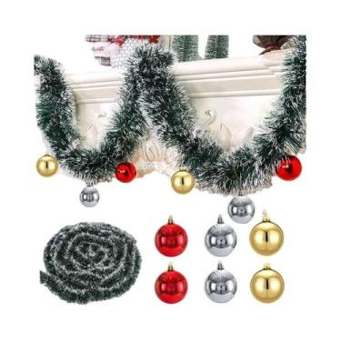 Imagem de Fitas De Tinsel Verde Com Laço 2/4/6/10M Guirlanda De Natal Decoração 