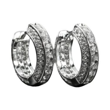 Imagem de Brincos De Argola Pequenos Em Zircônia Branca Brilhante Unissex, Joias