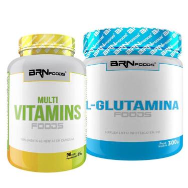 Imagem de Kit L-Glutamina 300g + Multivitaminico 90 caps - BRNFOODS-Unissex