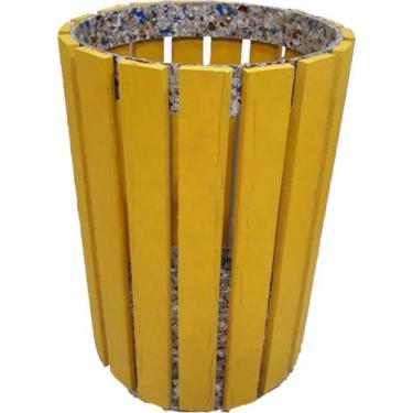 Imagem de Lixeira 1 cesto redonda madeira plástica maciça 40 litros colorida 100