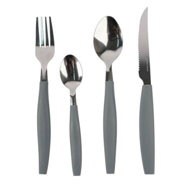 Imagem de Jogo Talheres 16 Pecas Inox Cabo PP Cinza Resistente - VH8006, Cinza, 