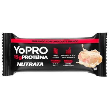 Imagem de YoPRO - 1 Barra 55g Morango com Chocolate Branco - Nutrata