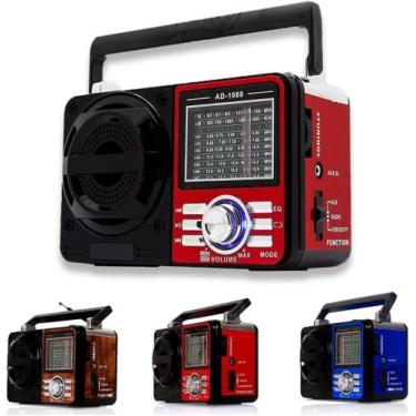 Imagem de Rádio Retrô Vintage Portátil com bluetooth Am Fm Sw Pendrive Com Sd Us