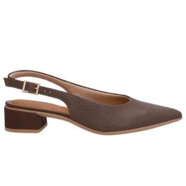 Imagem de Slingback Usaflex Ud27001002 Salto Bloco Couro Bico Fino-Feminino