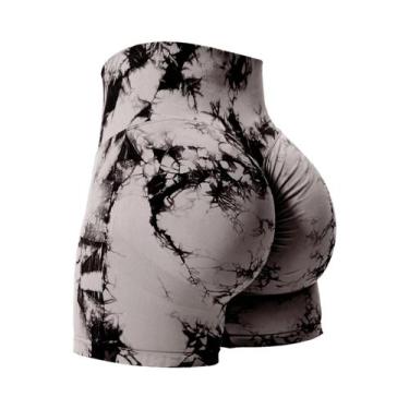Imagem de Shorts de Ginástica Feminino Cintura Alta Tie Dye - Levantamento de Bu