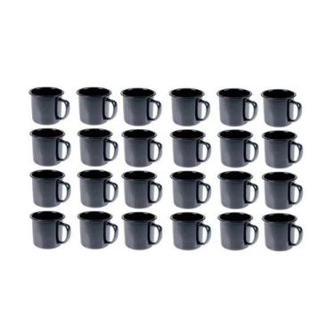 Imagem de Caneca Esmaltada Retro 80ml Preta Vintage Jogo 36 Pcs - Kadê