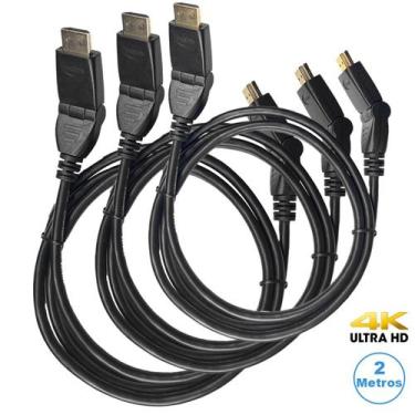 Imagem de Kit 3 Cabos HDMI Articulável de 2m 2.0 4K Ultra HD - MXT