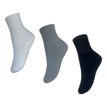 Imagem de Kit 3 Pares Meia Masculina Cano Longo Algodão Preto Branco - Rump, Pre