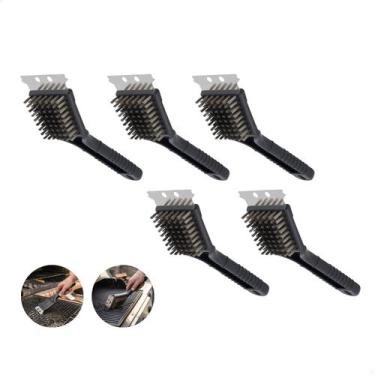 Imagem de Kit Atacado 5 Escova Cerdas de Aço Para Limpar Limpeza Churrasqueira G