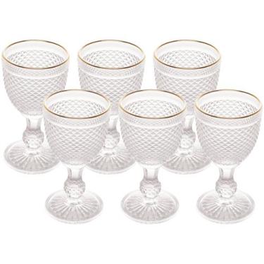 Imagem de Conjunto 6 Taças Vidro Sodo-Calcico para Água com Fio Dourado Bico de 