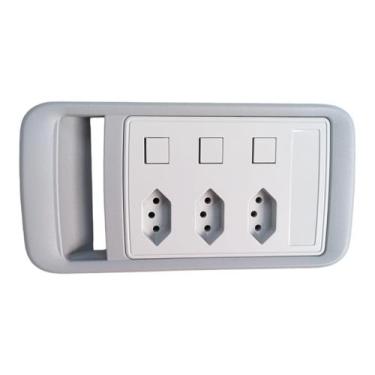 Imagem de Régua Embutir 4 Tomadas 10A 2RJ45 1 USB-C - QTMOV, Cinza