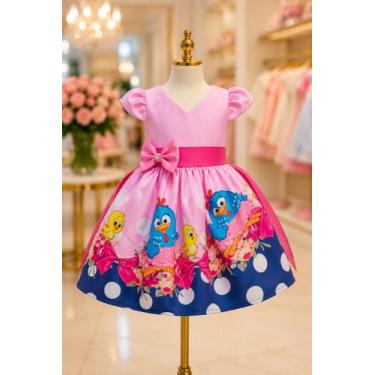 Imagem de Vestido Infantil Temático Simples Galinha Pintadinha Rosa - aurea, M