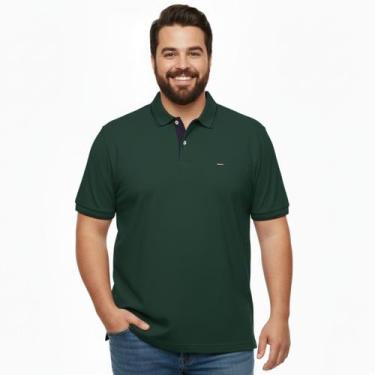 Imagem de Camiseta Polo Masculina Plus Size Com Elastano Dawson, Verde, Musgo, E