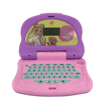 Imagem de Laptop Infantil Educativo Barbie Charm Tech 3 Anos Bilíngue Português e Inglês Rosa Candide