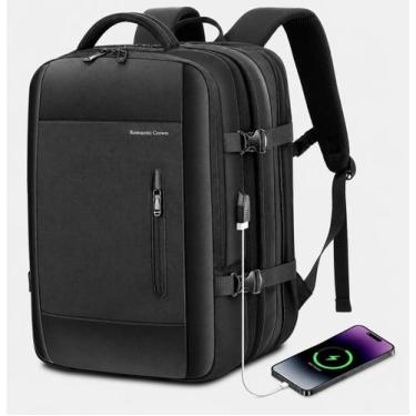Imagem de Mochila Executiva Expansível com USB 42L - ROMANTIC CROWN, Preto