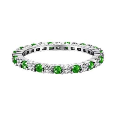 Imagem de Anel Feminino Empilhável Liso De Prata Esterlina 925 Com Zircônia Comp