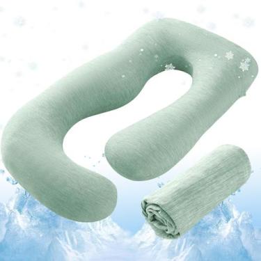 Imagem de Capa de Travesseiro de Gravidez Refrescante Sasttie 145 cm em U Verde