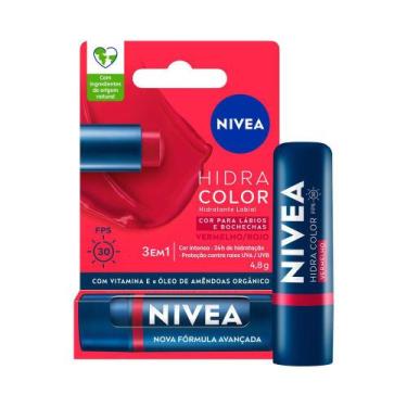 Imagem de Hidratante Labial Nivea Hidra Color Vermelho FPS 30 4,8g