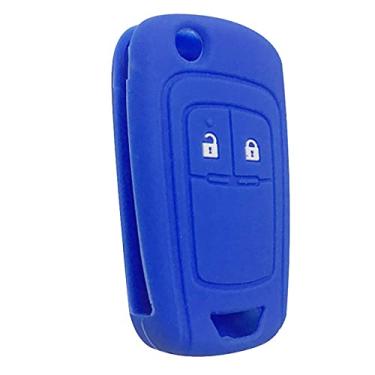 Imagem de YJADHU Capa de silicone para chave de carro Flip Key, adequada para Buick Regal Lacrosse Encore Excelle GT XT Opel Insignia Vauxhall Astra MOKKA Zafira, azul