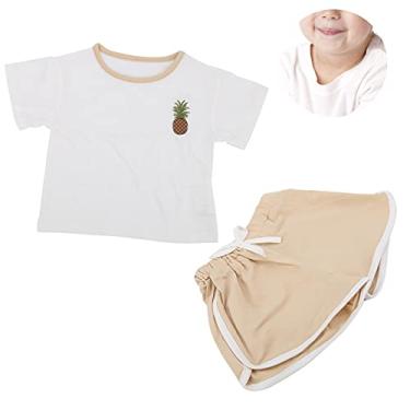 Imagem de Calças de camiseta, terno, conjunto de roupas Tecido de algodão de aparência requintada para uso doméstico para o aniversário(Cáqui, 80cm)
