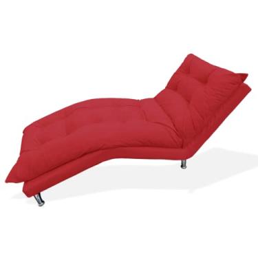 Imagem de Espreguiçadeira Chaise Decorativa Estofada Sala de Estar Diva Suede Vermelho - DL Decor