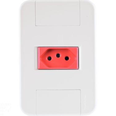Imagem de Conjunto 4x2 com 1 Tomada 2P+T  20 A 250 V Tramontina Tablet Branco e Vermelho Tramontina