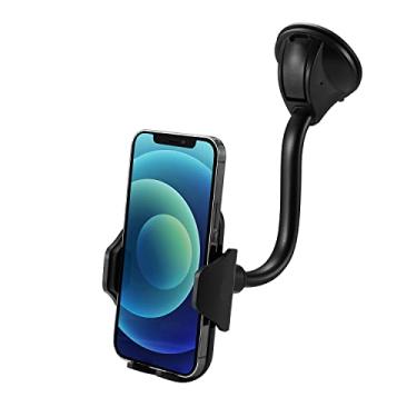 Imagem de LAX Gadgets Suporte de telefone Gooseneck para carro – Suporte de carro para celular com pescoço flexível – Ventosa poderosa para para-brisa ou painel – Preto