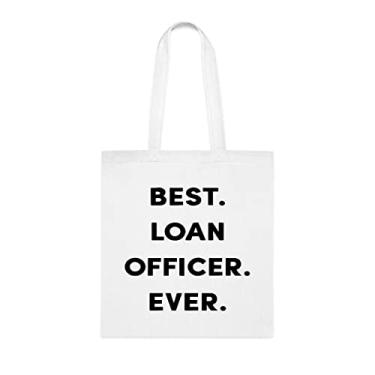 Imagem de Bolsa tote oficial de empréstimo, bolsa Best Loan Officer Ever (melhor agente de empréstimo, presente para agente de empréstimo, bolsa de ombro para agregado, bolsas reutilizáveis para agente de empréstimo, ideia de presente para presente de cesta de Natal de aniversário, Branco