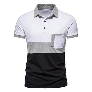 Imagem de Camisa pólo masculina de golfe, tênis, esporte, camiseta, streetwear, casual, moda, desempenho atlético, camisa pólo manga curta,Blue,M