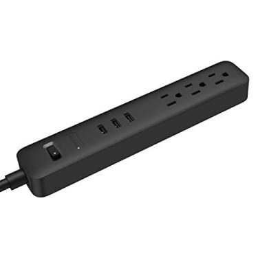 Imagem de TP Quality 3 Tomadas 3 Portas USB de Carregamento Rápido, Cabo de Extensão de 1,2 m com Plugue Plano para Casa Escritório, Viagem, Hotel, Trabalho, iPhone, iPad, UL Listado (Preto)