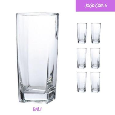 Imagem de Copo Vidro 320ml (Suco, água) BALI jogo c/ 6 Transparente